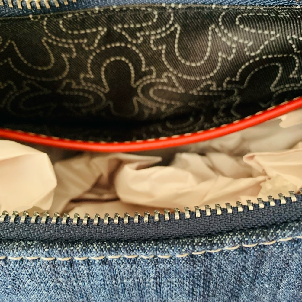 True Religion Denim Shoulder Bag with Red Trim - Picture 5 of 10